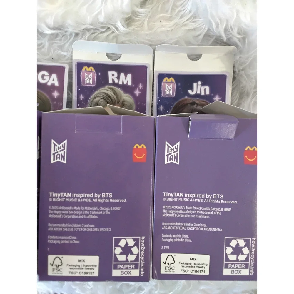 McDonalds Happy Meal TinyTAN BTS RM Suga‎ Jin Figures Lot of 3 Collectibles